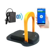 Automatic folding parking barrier with remote control and mobile app