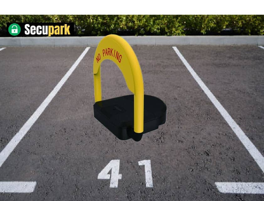 Folding parking barrier with remote control to protect your parking space